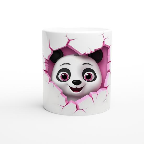 Duvarı Delip Bakan Sevimli Panda Temalı Baskılı Kupa Bardak