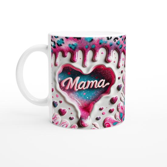 Mama Yazılı Sanatsal Desenli Kalpli Anneler Günü Kupa Bardak