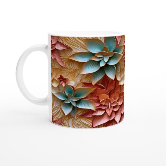 Renk Cümbüşü Çiçek Desenli Kupa Bardak