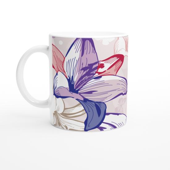 Pembe Lale Çizimli Kupa Bardak