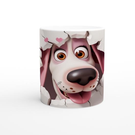 Duvarı Delip Bakan Neşeli Köpek Baskılı Kupa Bardak