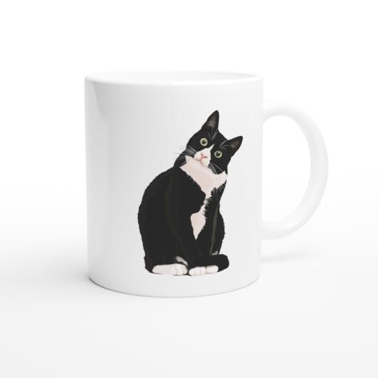 I Love Cat Yazılı Siyah-Beyaz Kedi Temalı Baskılı Kupa Bardak