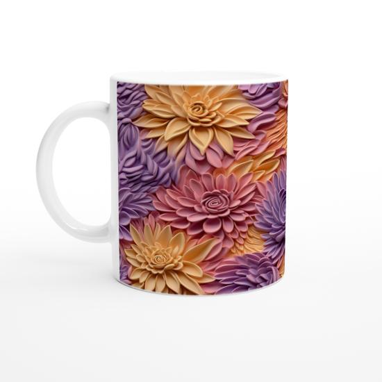 Pastel Bahar Dokulu Çiçek Desenli Kupa Bardak