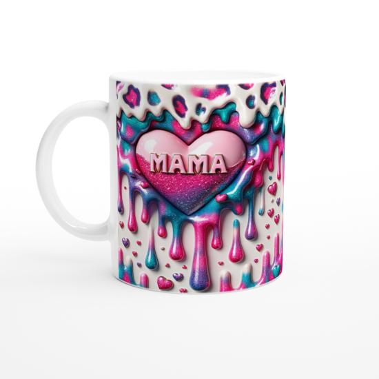 Mama Yazılı Parlak Renkli Kalpli Anneler Günü Kupa Bardak