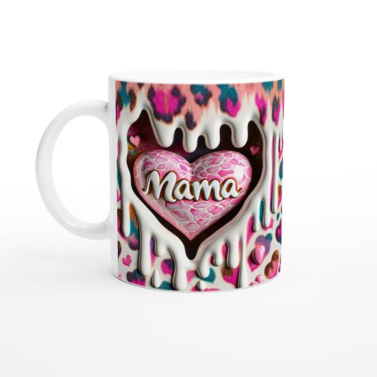Renkli Kalp Desenli Mama Yazılı Anneler Günü Kupa Bardak