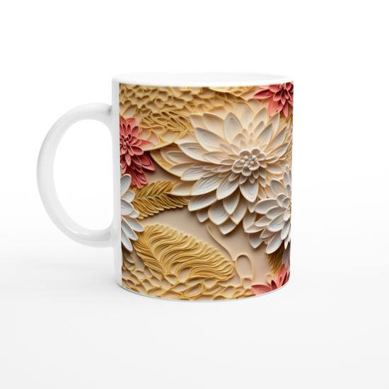 Sıcak Tonlu Katmanlı Çiçekli Kupa Bardak