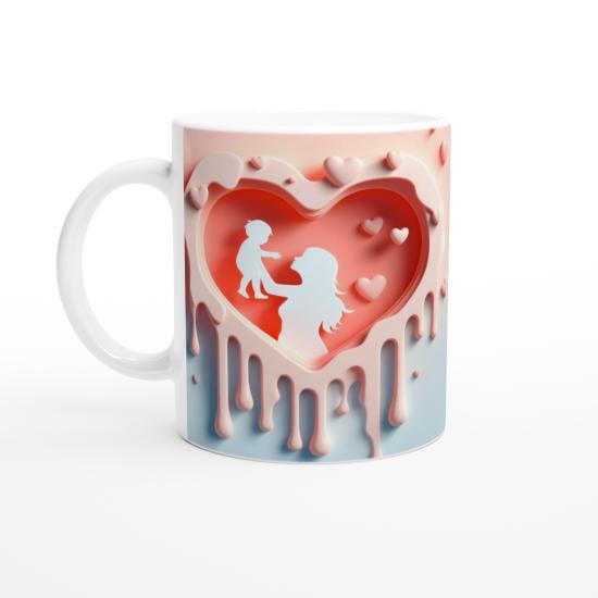 Kalpli Çerçevede Yüz Yüze Bakan Anne Çocuk Kupa Bardak