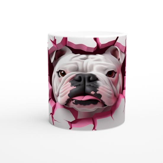 Çatlak Duvardan Bakan Bulldog Temalı Baskılı Kupa Bardak