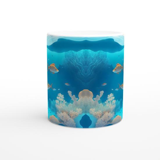 Okyanus Derinliklerinde Çizgili Balıklar Kupa Bardak