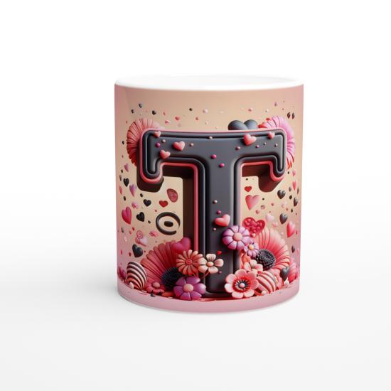 T Harfi Sanatsal Dokulu Kupa Bardak