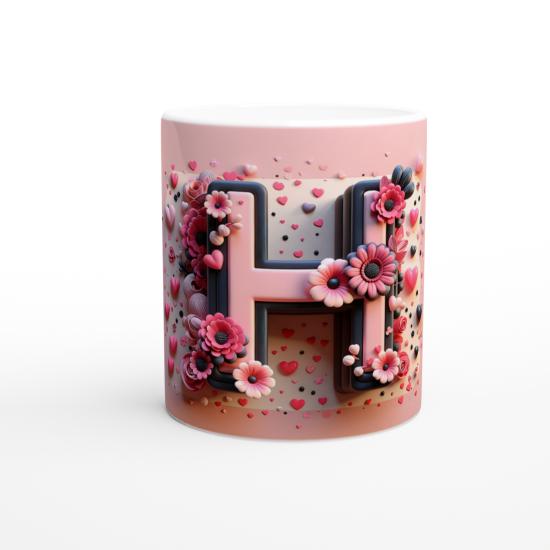 H Harfi Zarif Alfabe Kupa Bardak