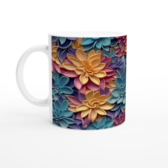 Renk Cümbüşü Çiçek Desenli Kupa Bardak