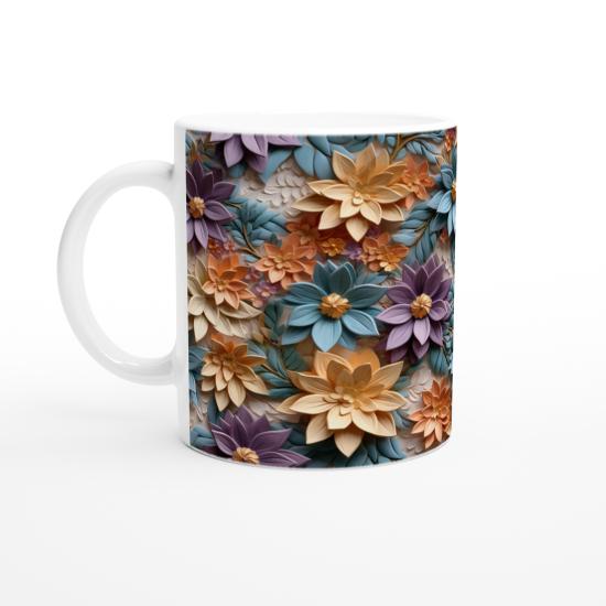 Renkli Çiçek Desenli Pastel Kupa