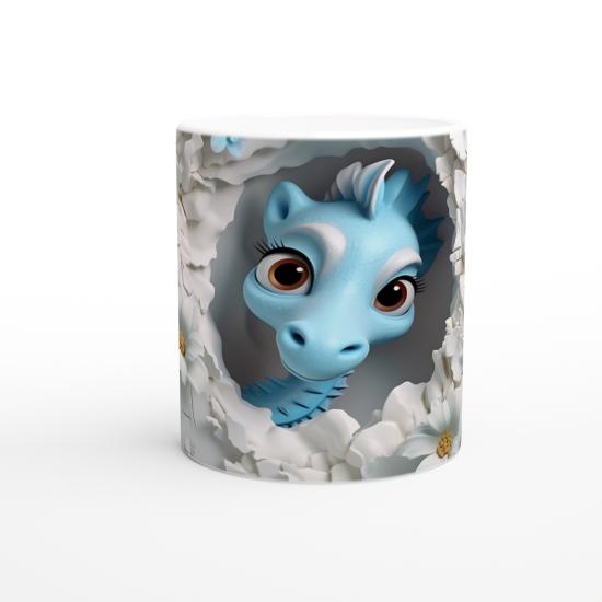 Sevimli Mavi Denizatı ve Çiçekli Su Altı Temalı Kupa Bardak