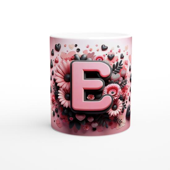 E Harfi Dekoratif Alfabe Kupa Bardak