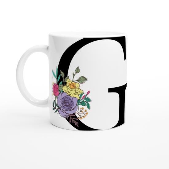 G Harfi Çiçek Motifli Kupa Bardak