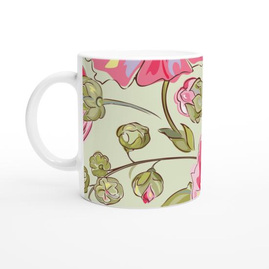 Pembe Fırça Çiçekleri Kupa Bardak