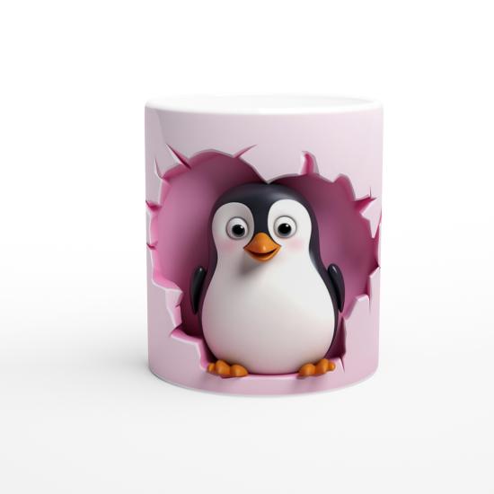 Duvarı Delen Sevimli Penguen Temalı Baskılı Kupa Bardak