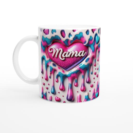 Mama Yazılı Sim Efektli Canlı Kalpli Anneler Günü Kupa Bardak