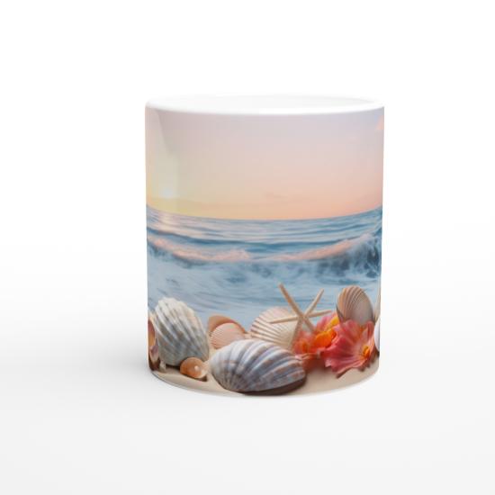 Pembe Ufukta Deniz Kabuğu Kupa Bardak