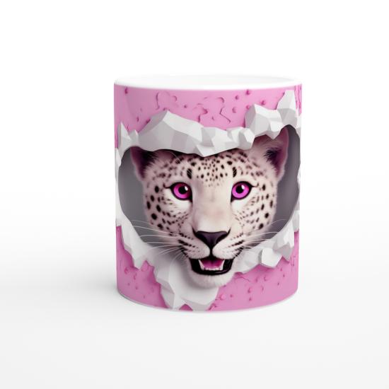 Pembe Gözlü Kar Leoparı Temalı Baskılı Kupa Bardak