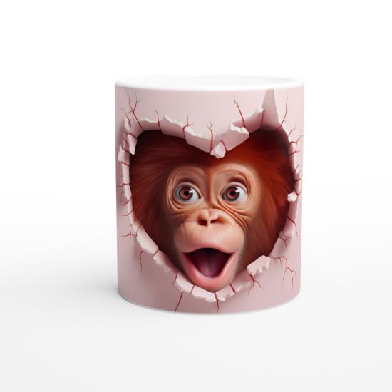 Kalp Çatlağından Bakan Şaşkın Orangutan Temalı Baskılı Kupa Bardak