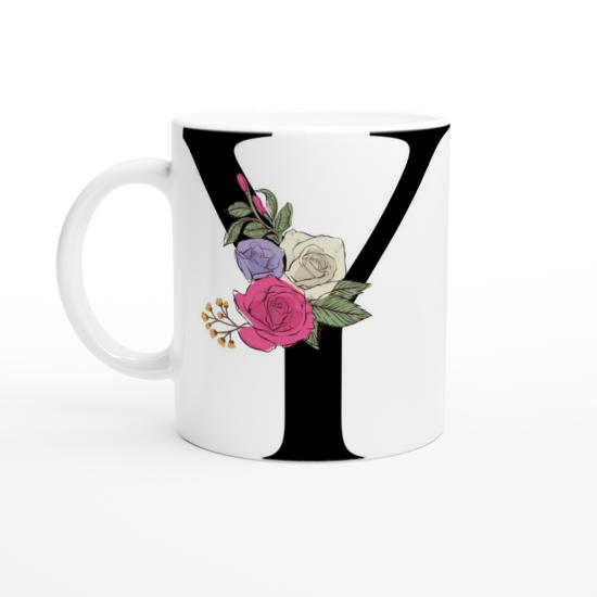 Y Harfi Romantik Çiçekli Kupa Bardak