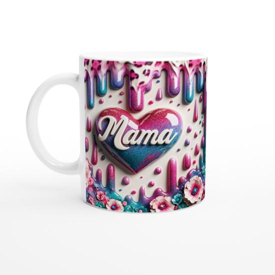 Mama Yazılı Işıltılı Çiçek Detaylı Anneler Günü Kupa Bardak