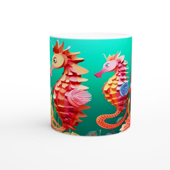 Renkli Denizatı Çifti Su Altı Temalı Kupa Bardak