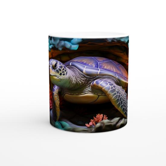 Renkli Mağarada Dingin Deniz Kaplumbağası Kupa Bardak