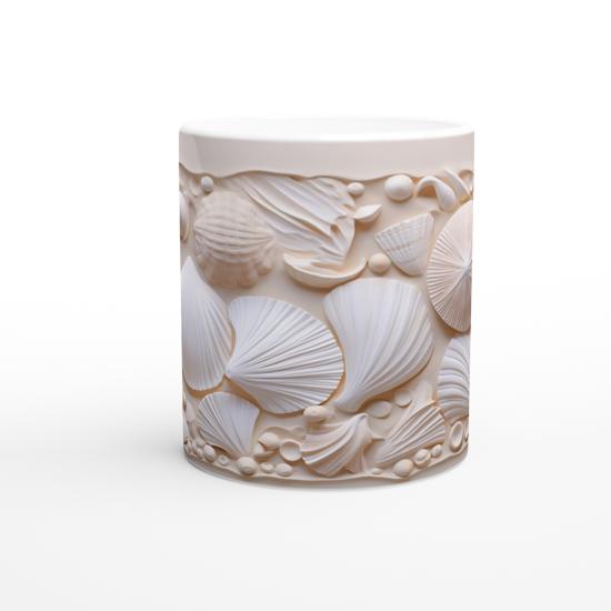 Pastel Kabuk Desenli Sade ve Şık Su Altı Temalı Kupa Bardak