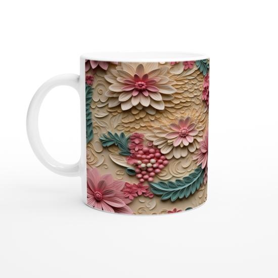 Pembe Çiçek Buketi Kupa Bardak