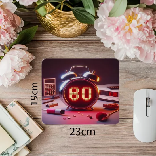 0800 Gösteren Retro Dijital Saat Mouse Pad - 19x23 cm 2 mm Dikdörtgen İthal Baskılı Mouse Pad