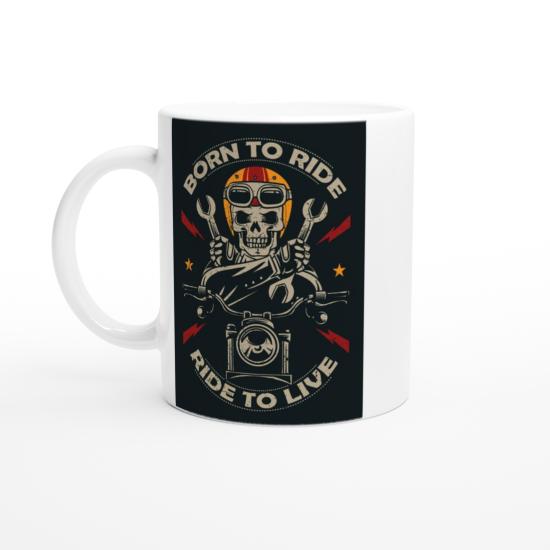 Born to Ride İskelet Motosikletçi Kupa Bardak