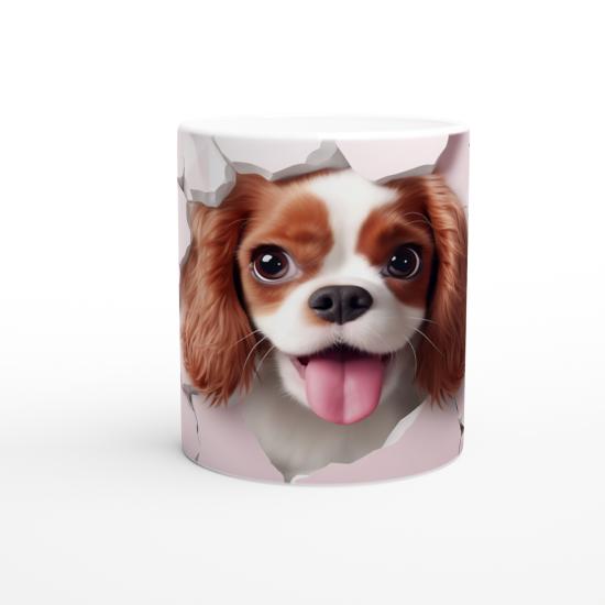 Pembe Çatlak Duvar Arasından Bakan Sevimli Köpek Temalı Baskılı Kupa Bardak