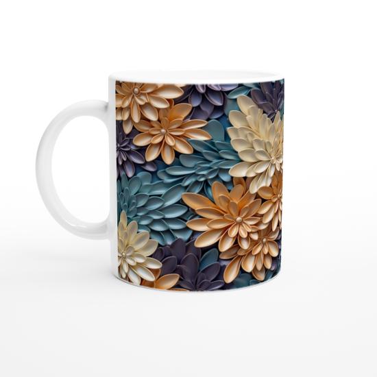 Saten Parıltılı Bahar Çiçekli Kupa Bardak