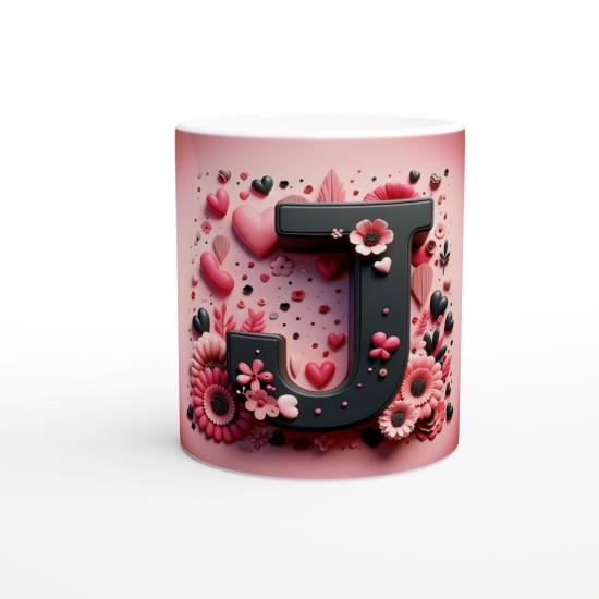 J Harfi Kontrast Detaylı Harfli Kupa Bardak