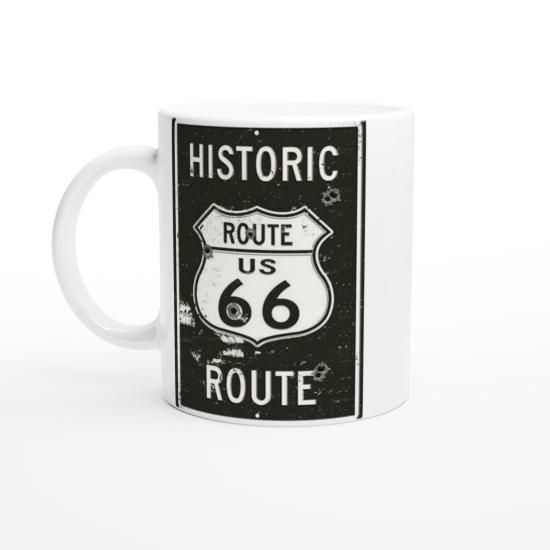 Route 66 Kurşun İzli Retro Metal Levha Temalı Kupa Bardak