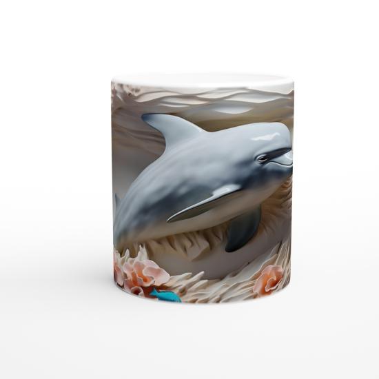 Mercan Dalgaları Arasında Gülümseyen Yunus Temalı Kupa Bardak