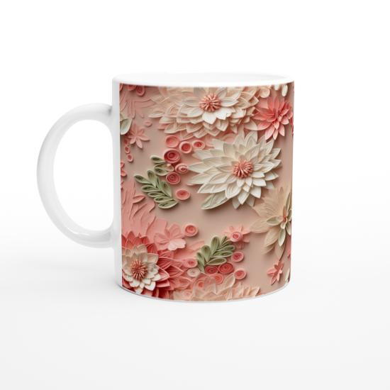 Pudra Bahçesi Çiçekli Rölyef Kupa Bardak