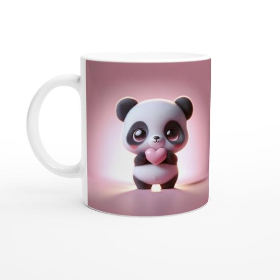 Kalpli Sevimli Panda Temalı Baskılı Kupa Bardak
