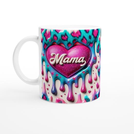 Mama Yazılı Renk Geçişli Kalpli Anneler Günü Kupa Bardak