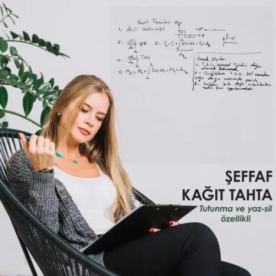 1 Adet Beyaz & Şeffaf (Baskısız) 120×100 Cm Akıllı Kağıt Tahta 2’li