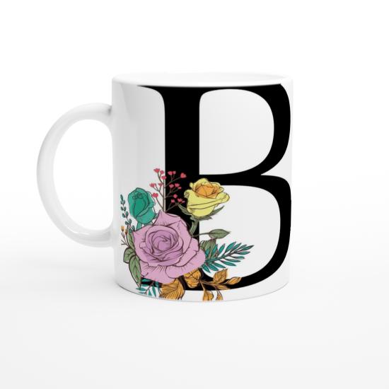 B Harfi İllüstratif Çizimli Kupa Bardak