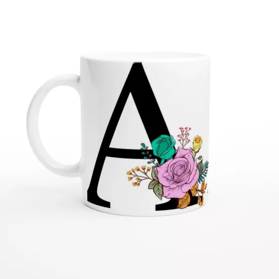 A Harfi Çiçek Desenli Kupa Bardak