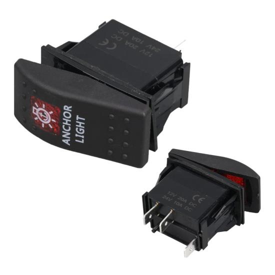 Powermaster ﻿﻿Deniz Feneri Sembollü Işıklı 3 Pinli On-Off 12-24V Marin Switch