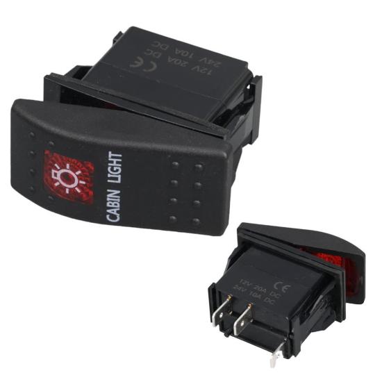 Powermaster Kabin Sembollü Işıklı 3 Pinli On-Off 12-24V Marin Switch