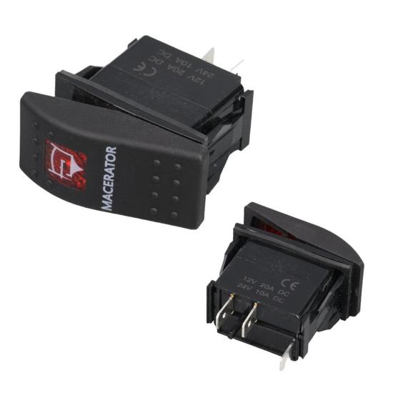 Powermaster Macaratör Sembollü Işıklı 3 Pinli On-Off 12-24V Marin Switch