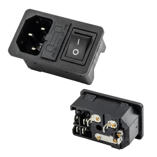 Powermaster IC-214A-S C14 Power Soket Erkek Anahtarlı+Fuseli Kulaksız UL Sertifikalı