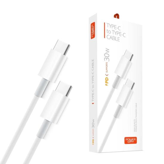 Powerway PD30 30 Watt Type-C To Type-C 1 Metre Hızlı Şarj Ve Data Transfer Kablosu